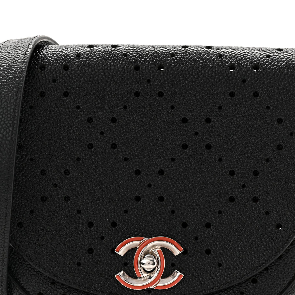 Caviar Perforated Messenger Bag Black