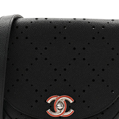 Caviar Perforated Messenger Bag Black