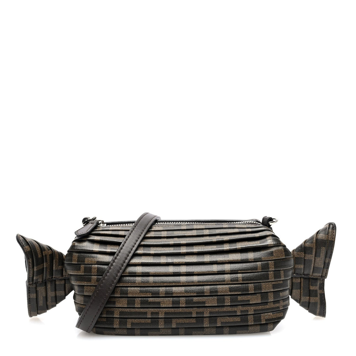 Glazed Fabric FF Pleated Candy Bag Brown