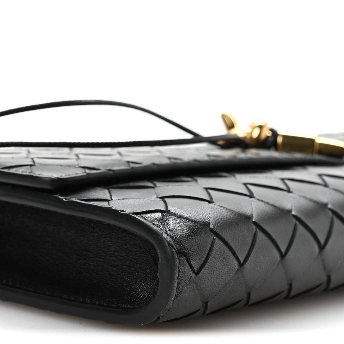 Nappa Intrecciato Long Andiamo Top Handle Clutch Black