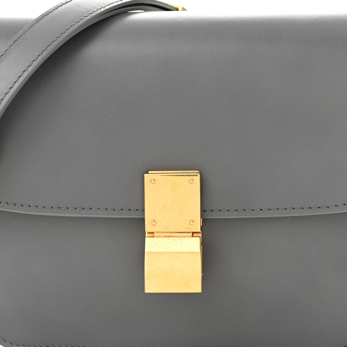 Box Calfskin Teen Classic Box Flap Bag Light Charcoal