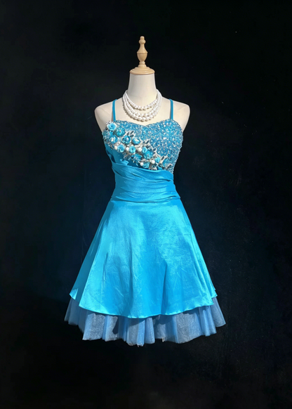 Charming Homecoming Dress Spaghetti Straps Rinestone Flowers Prom Dress Back to School Outfits Party Dress  D6116