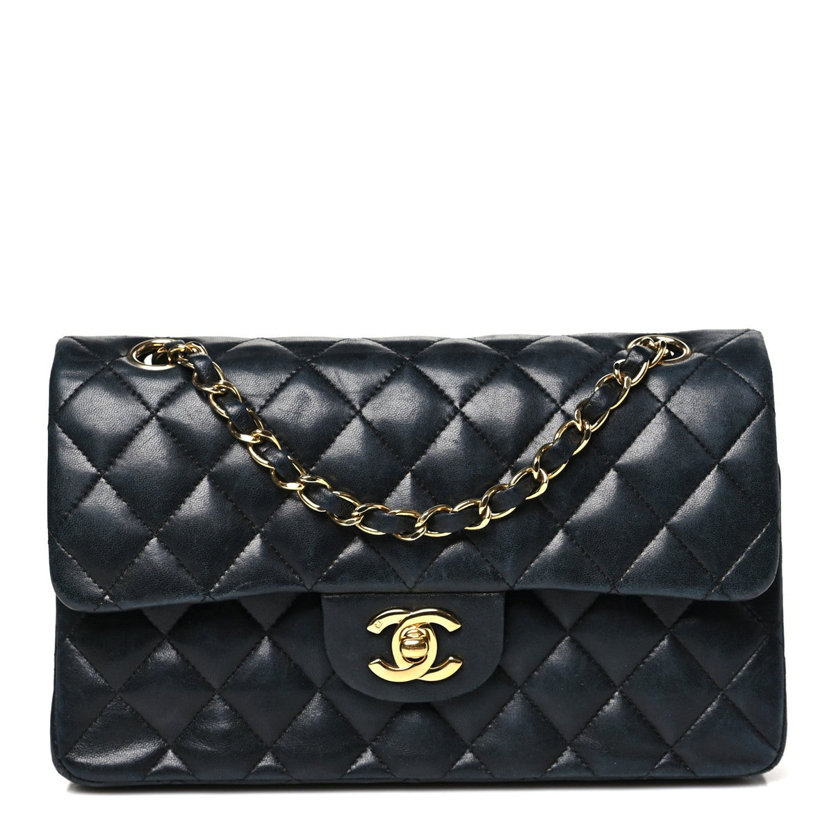 Lambskin Quilted Small Double Flap Black
