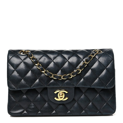 Lambskin Quilted Small Double Flap Black