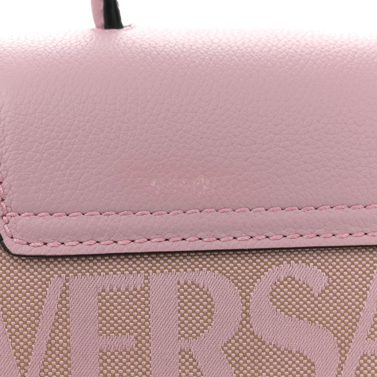 Calfskin Canvas Allover La Medusa Small Top Handle Handbag Pink