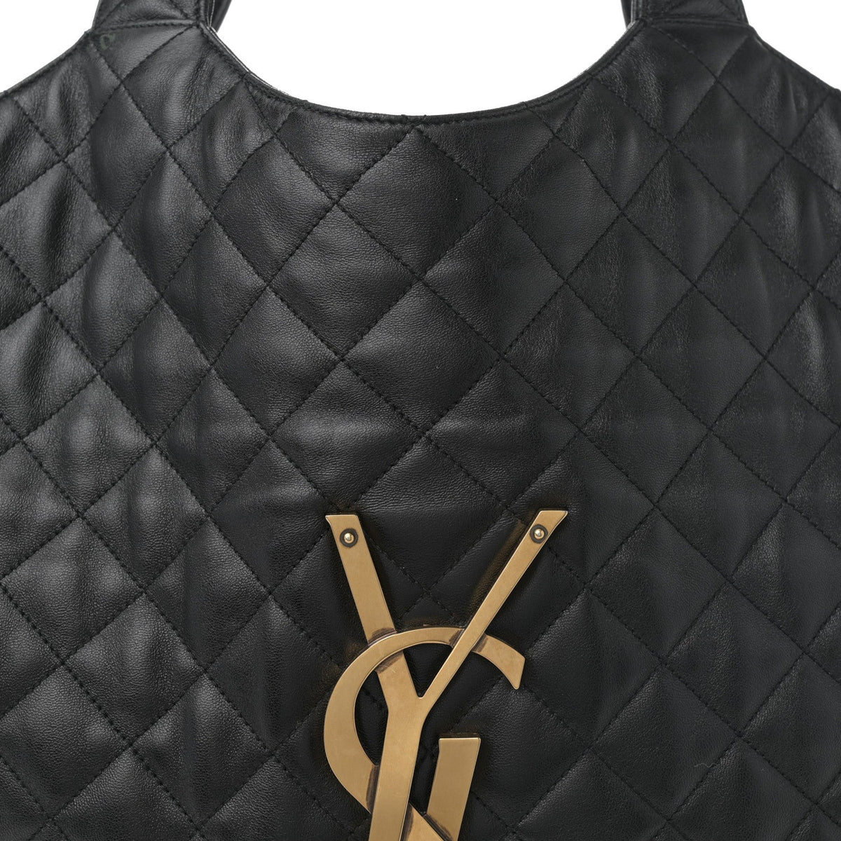 Lambskin Quilted Maxi Icare Shopping Tote Black