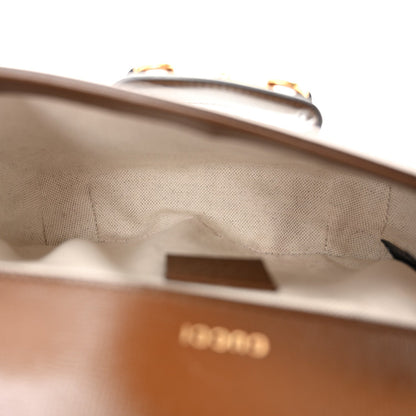 GG Supreme Monogram Web Mini Horsebit 1955 Shoulder Bag Beige Brown Sugar