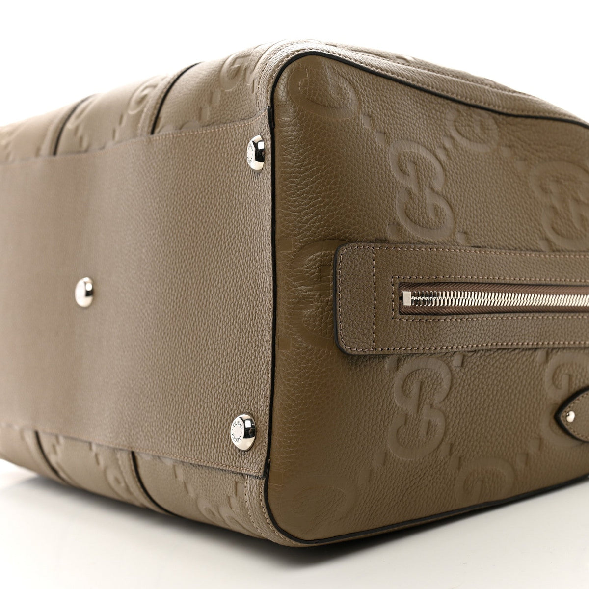 Piuma Calfskin Jumbo GG Embossed Large Duffle Bag Good Taupe
