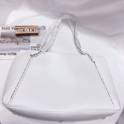 CHANEL CAVIAR MEDIUM STUDDED DEAUVILLE WHITE