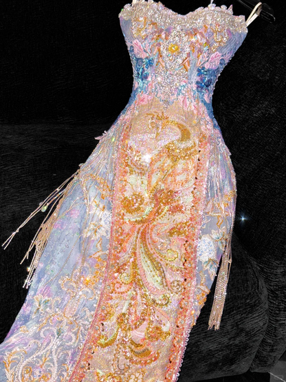 Gorgeous Sparkling Sweetheart Beaded Sequined Embroidery Design Elegant Mermaid Prom Dress Evening Dress D1697