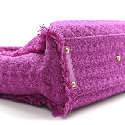 Wool Tweed Large Zipped Shopping Tote Magenta