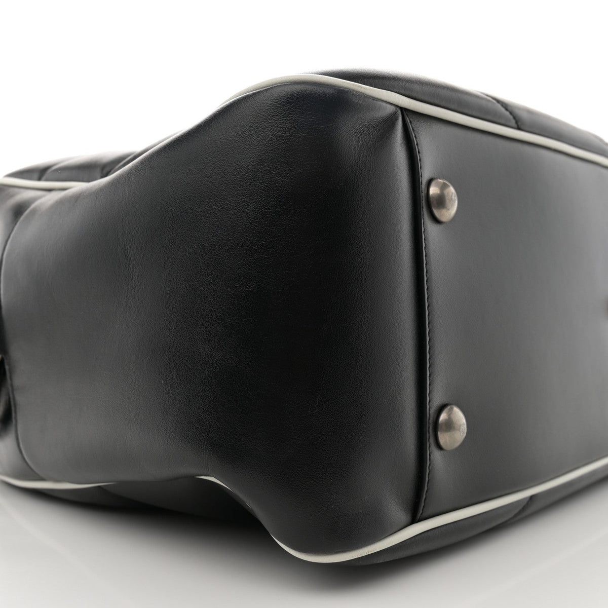 Calfskin Medium Miles Logo Bowler Duffel Bag Black