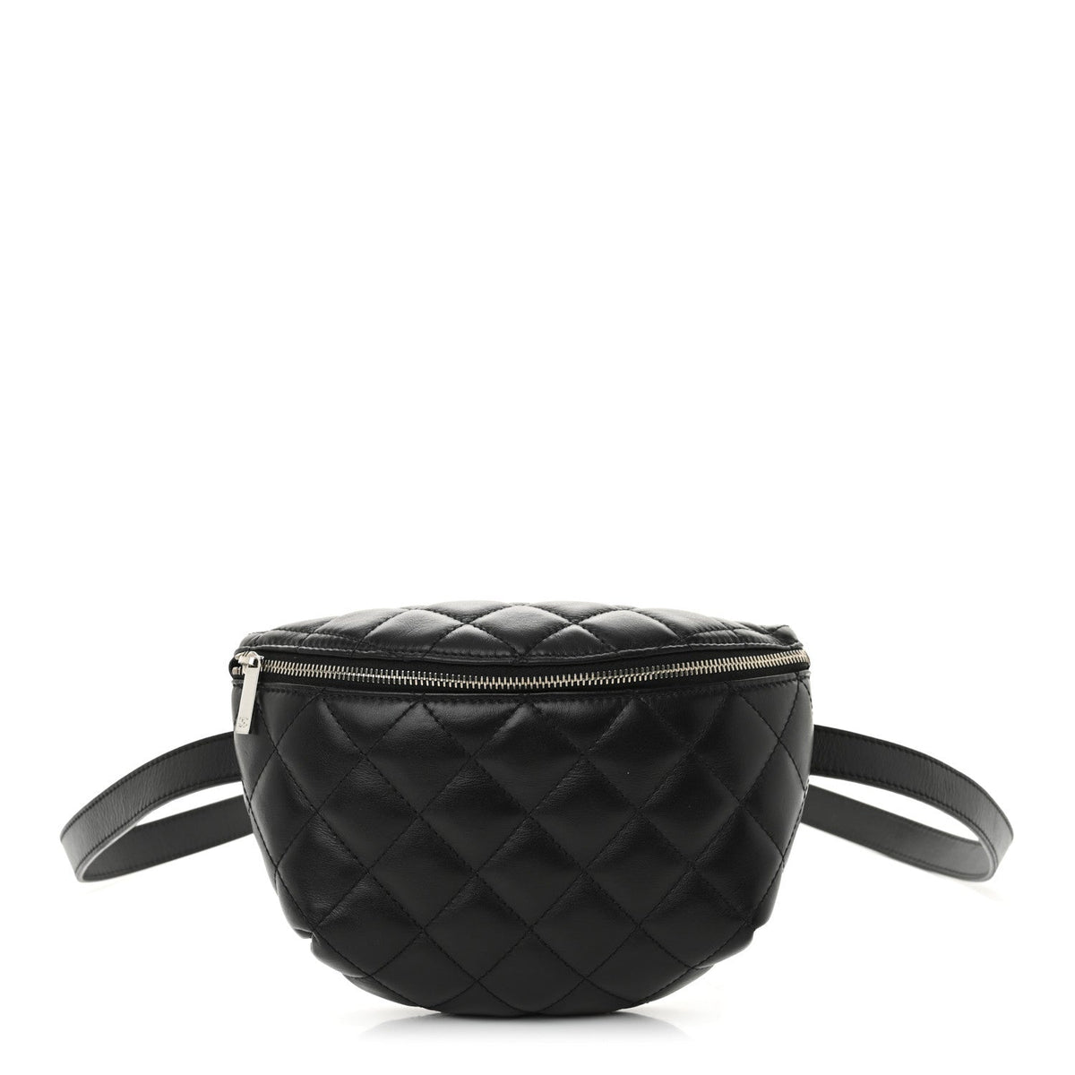 Calfskin Quilted Uniform Waist Belt Bag Black