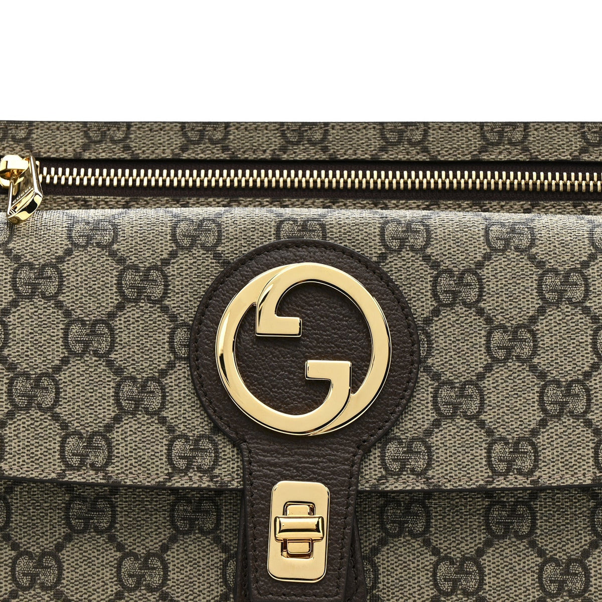GG Supreme Monogram Textured Dollar Calfskin Blondie Belt Bag Beige Ebony New Acero