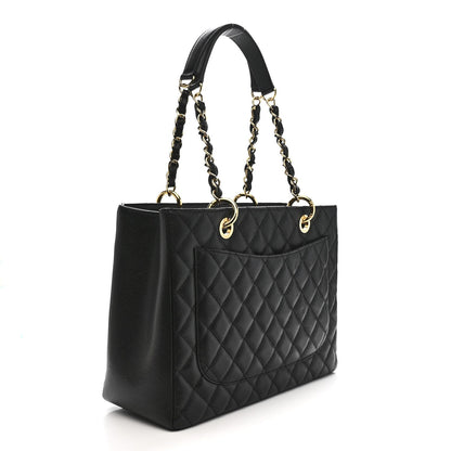 Caviar Quilted Grand Shopping Tote GST Black