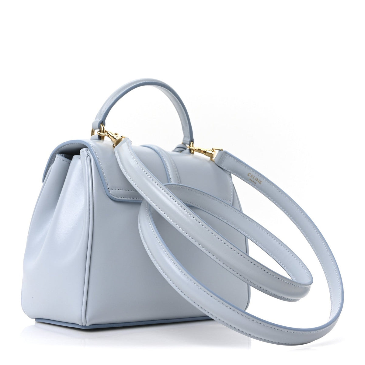 Satinated Calfskin Mini 16 Top Handle Bag Pale Blue