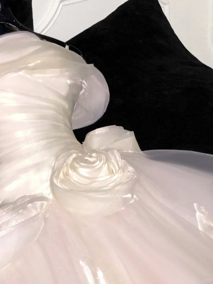 Elegant Spaghetti Strap A-Line Flower Tulle Long Prom Dress Wedding Dress Dress D6396