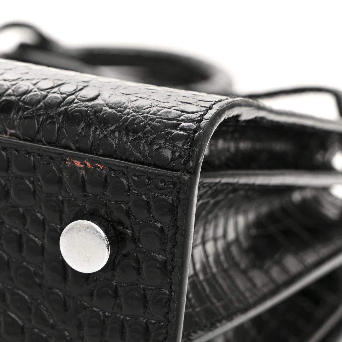 Calfskin Crocodile Embossed Baby Sac De Jour Black