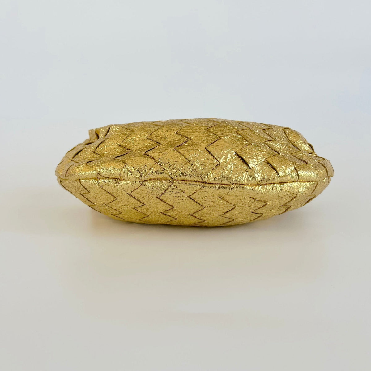 Bottega Veneta Metallic Gold Intrecciato Leather Mini BV Jodie Bag