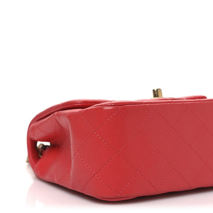 Lambskin Quilted Mini Square Flap Red
