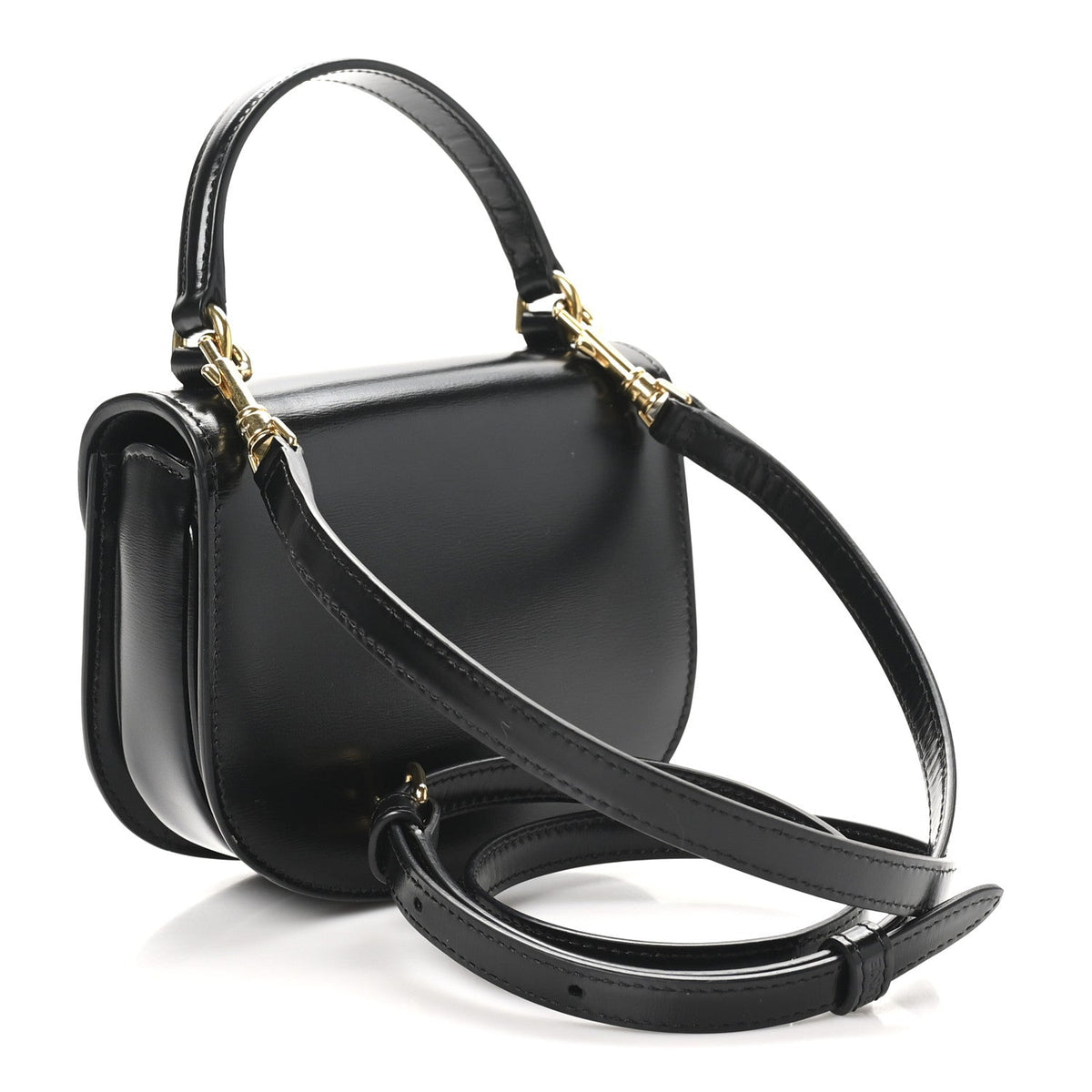 Shiny Calfskin Triomphe Mini Besace Clea Black