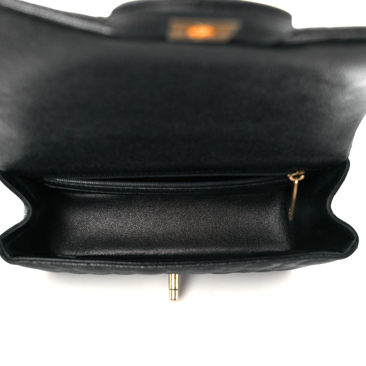 Caviar Quilted Mini Top Handle Rectangular Flap Black