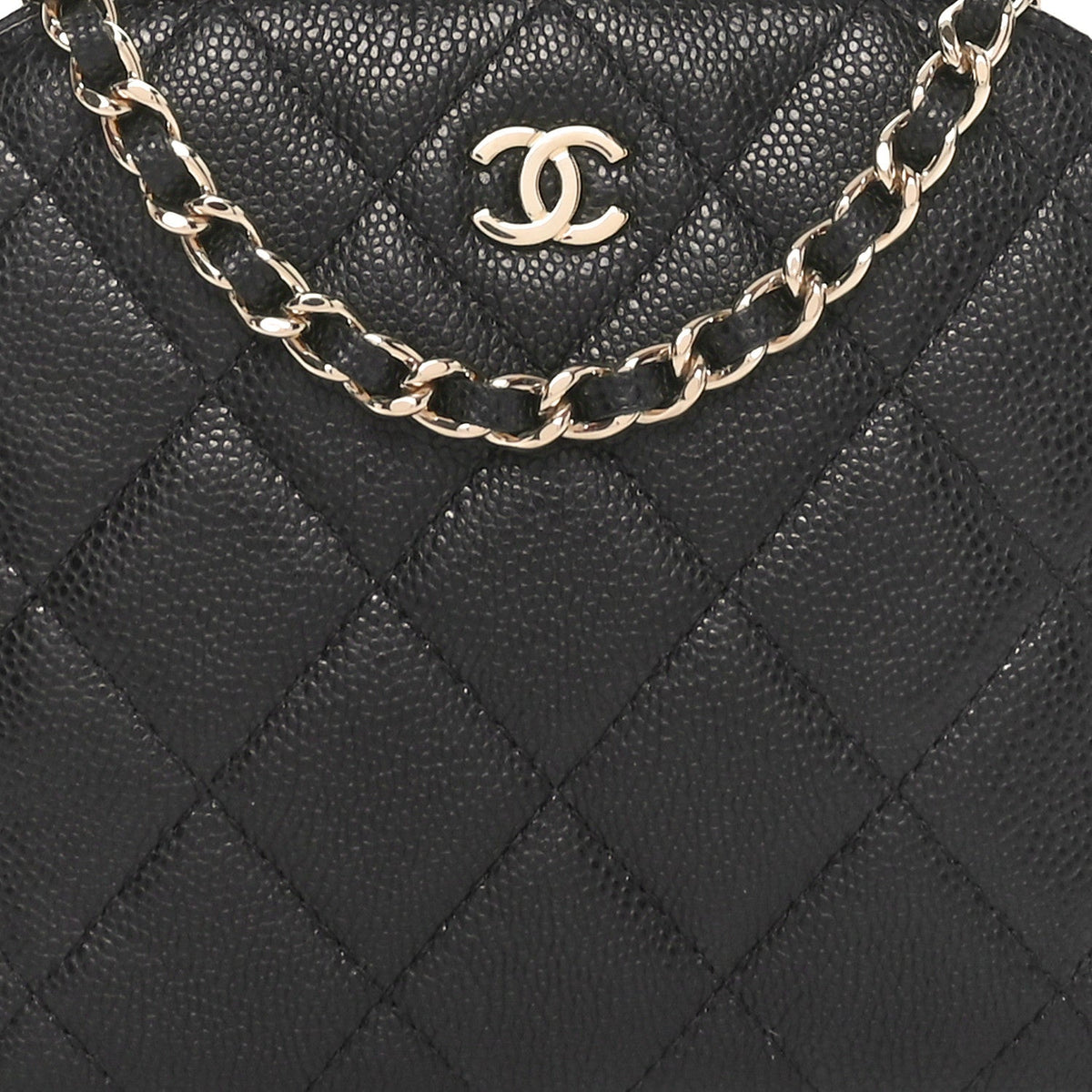 Caviar Quilted Classic Clutch With Chain Black
