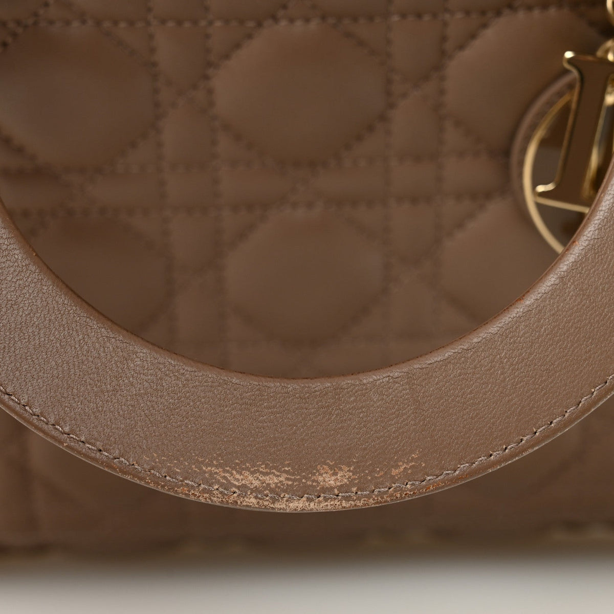 Lambskin Cannage Medium Lady Dior Warm Taupe