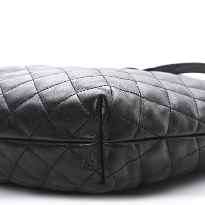 Lambskin Quilted Maxi Icare Shopping Tote Black