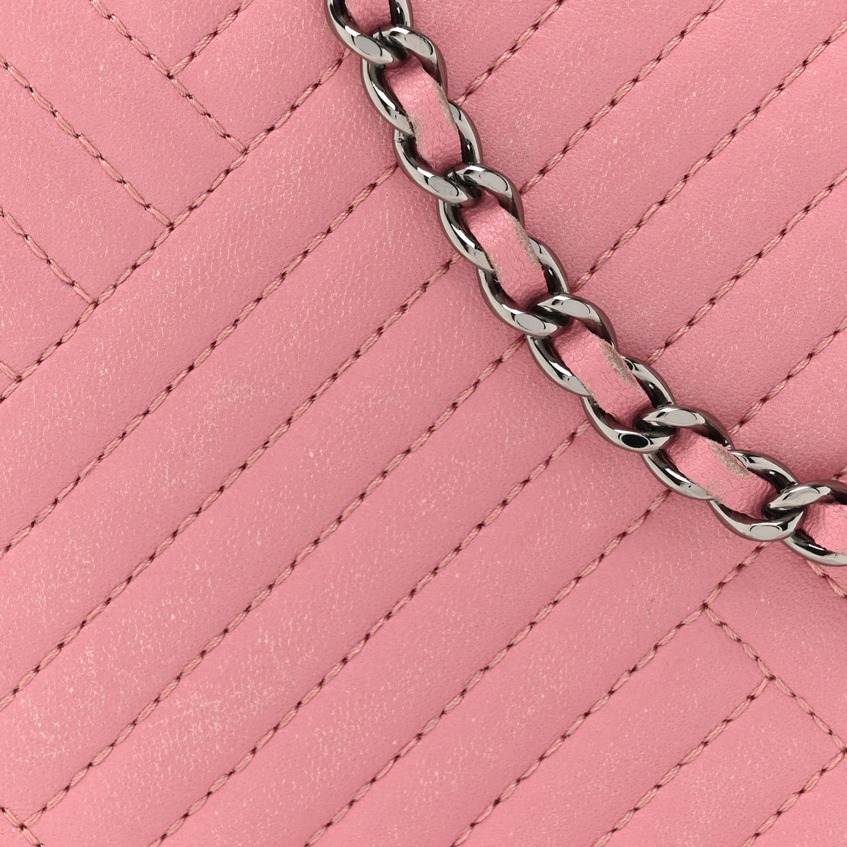 Lambskin Quilted CC Crossing Wallet On Chain WOC Pink