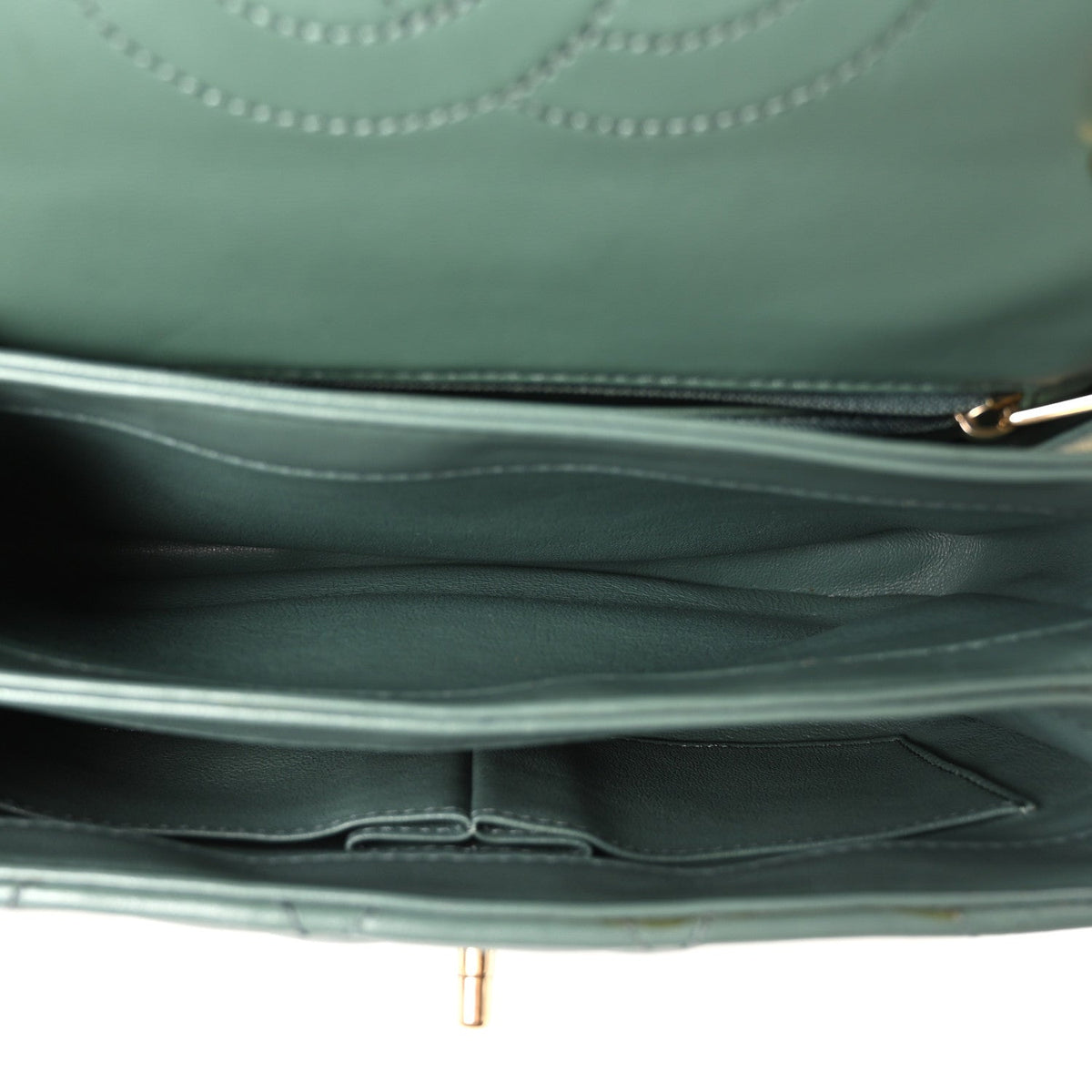 Lambskin Quilted Small Trendy CC Flap Dual Handle Bag Green