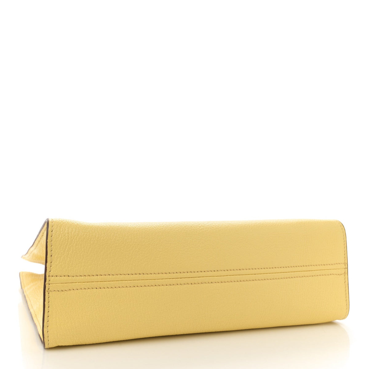 Goatskin Logo Embossed Shopping Tote Limone