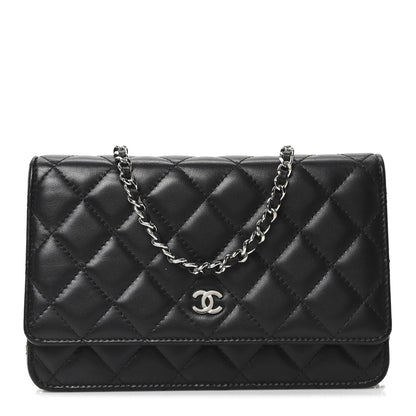 Lambskin Quilted Wallet On Chain WOC Black