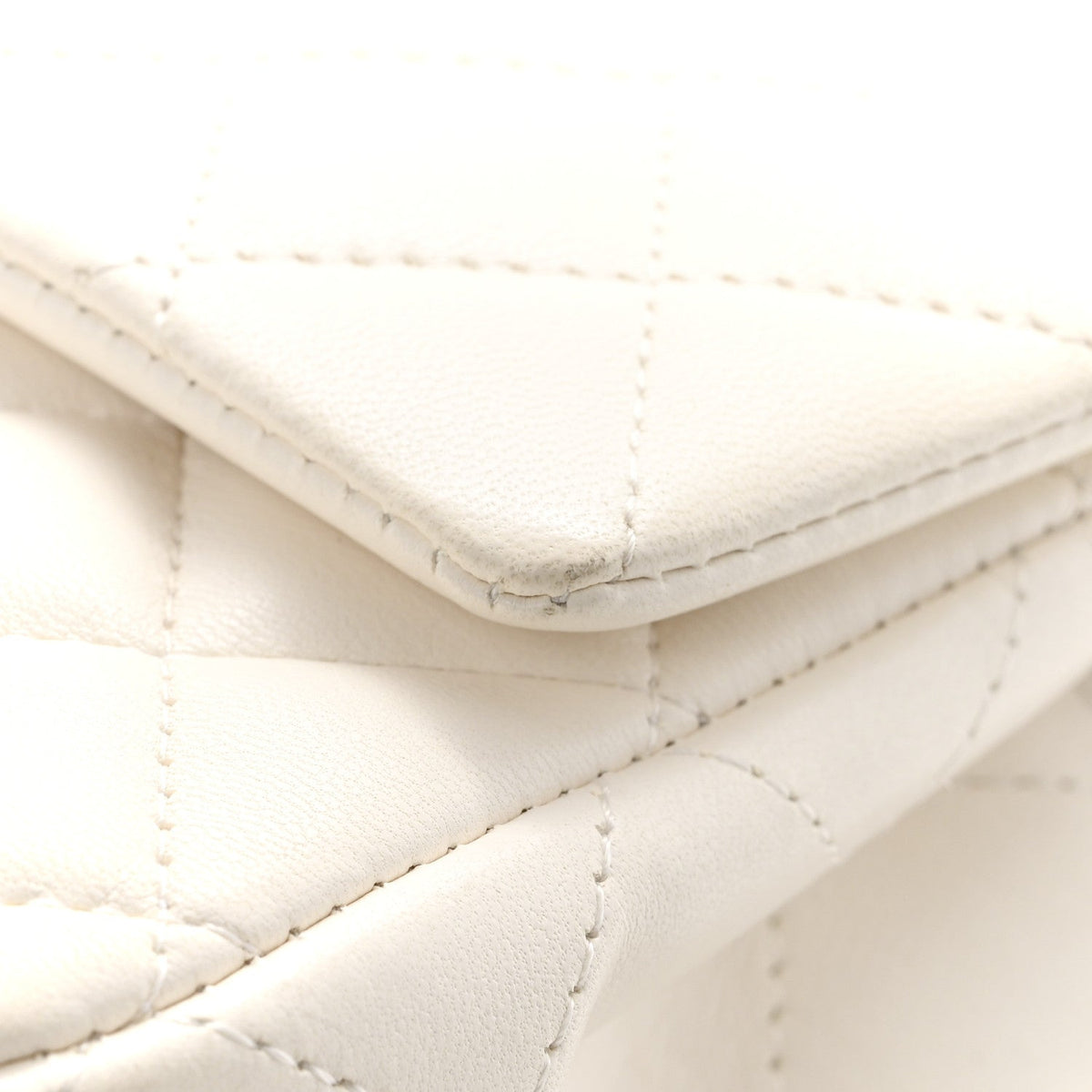 Lambskin Quilted Mini Rectangular Flap White
