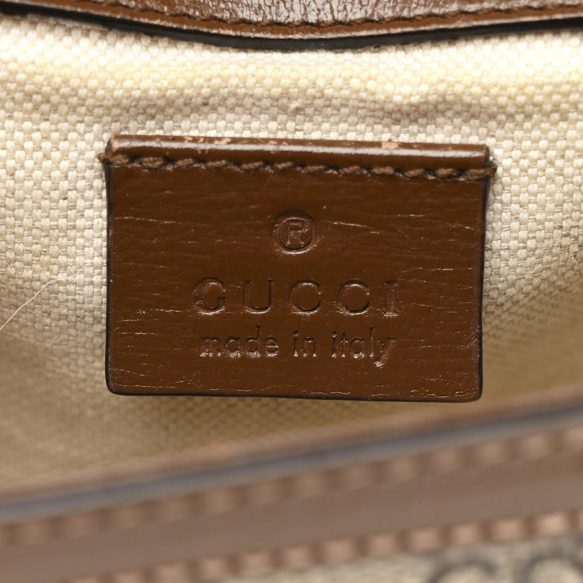 GG Supreme Monogram Web Mini Horsebit 1955 Shoulder Bag Beige Brown Sugar