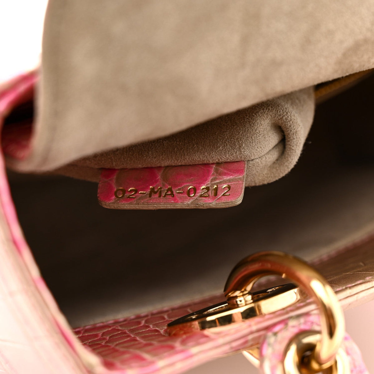 Metallic Alligator Gradient Small Lady Dior Pink