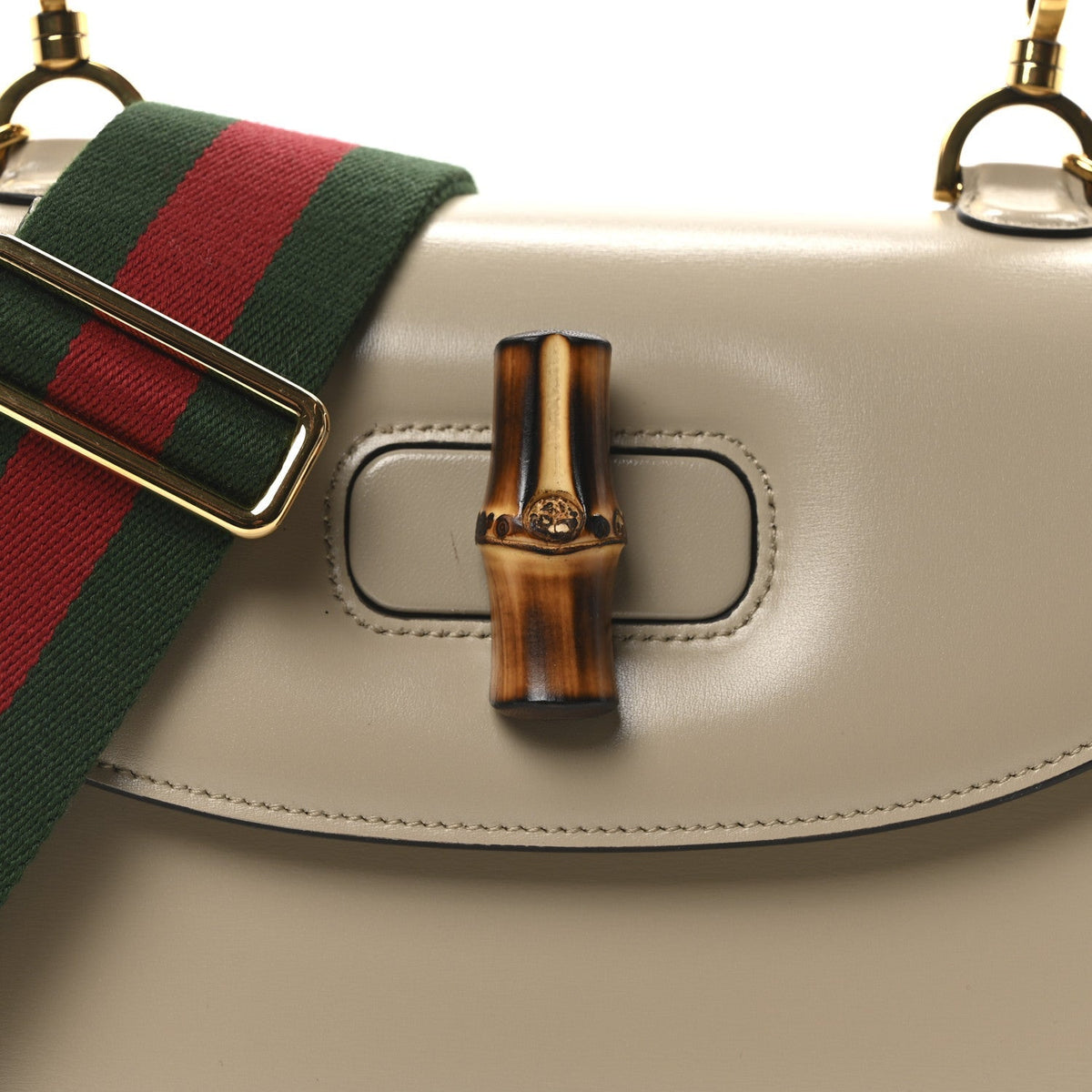 Boarded Dyana Lux Calfskin Web Medium Bamboo 1947 Top Handle Bag Oatmeal