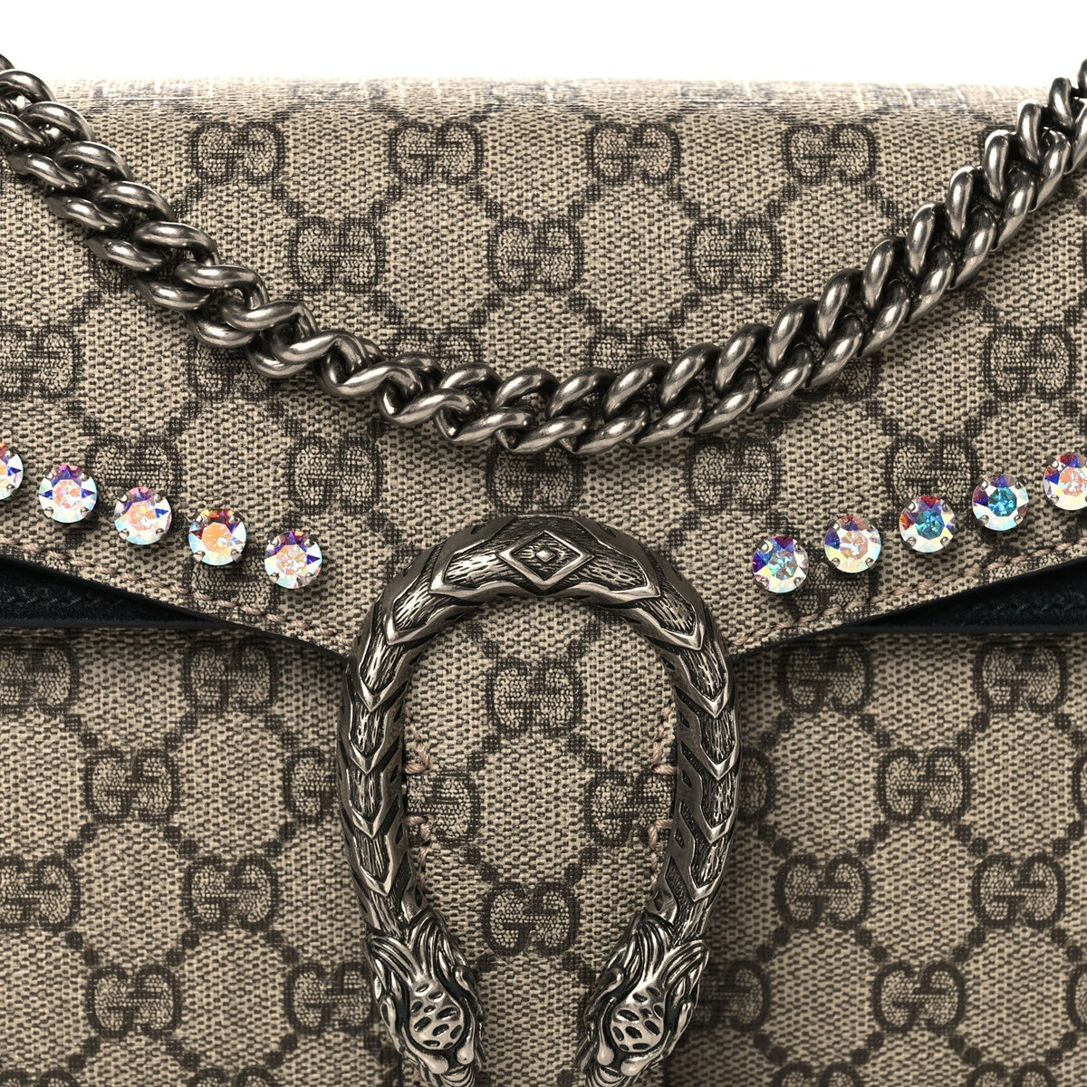 GG Supreme Monogram Crystal Small Dionysus Shoulder Bag Black