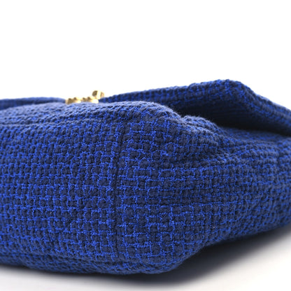 Tweed Quilted Large Chanel 19 Flap Blue