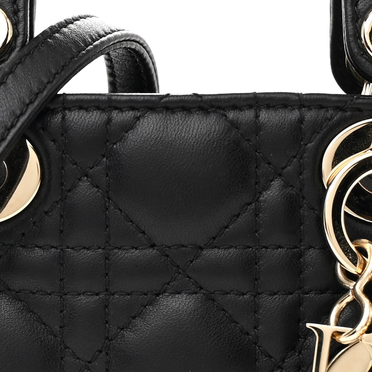 Lambskin Cannage Micro Lady Dior Black