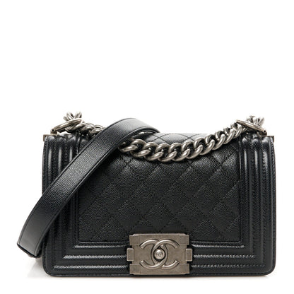 Caviar Quilted Small Boy Flap Black
