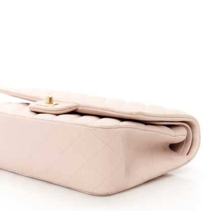 Lambskin Quilted Medium Double Flap Light Pink
