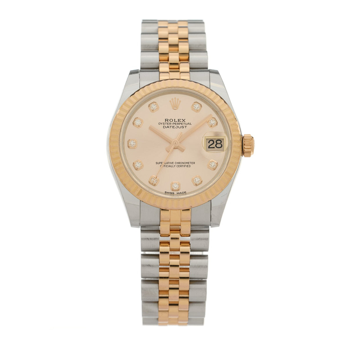 Stainless Steel 18K Everose Gold Diamond 31mm Oyster Perpetual Datejust Watch Pink 178271