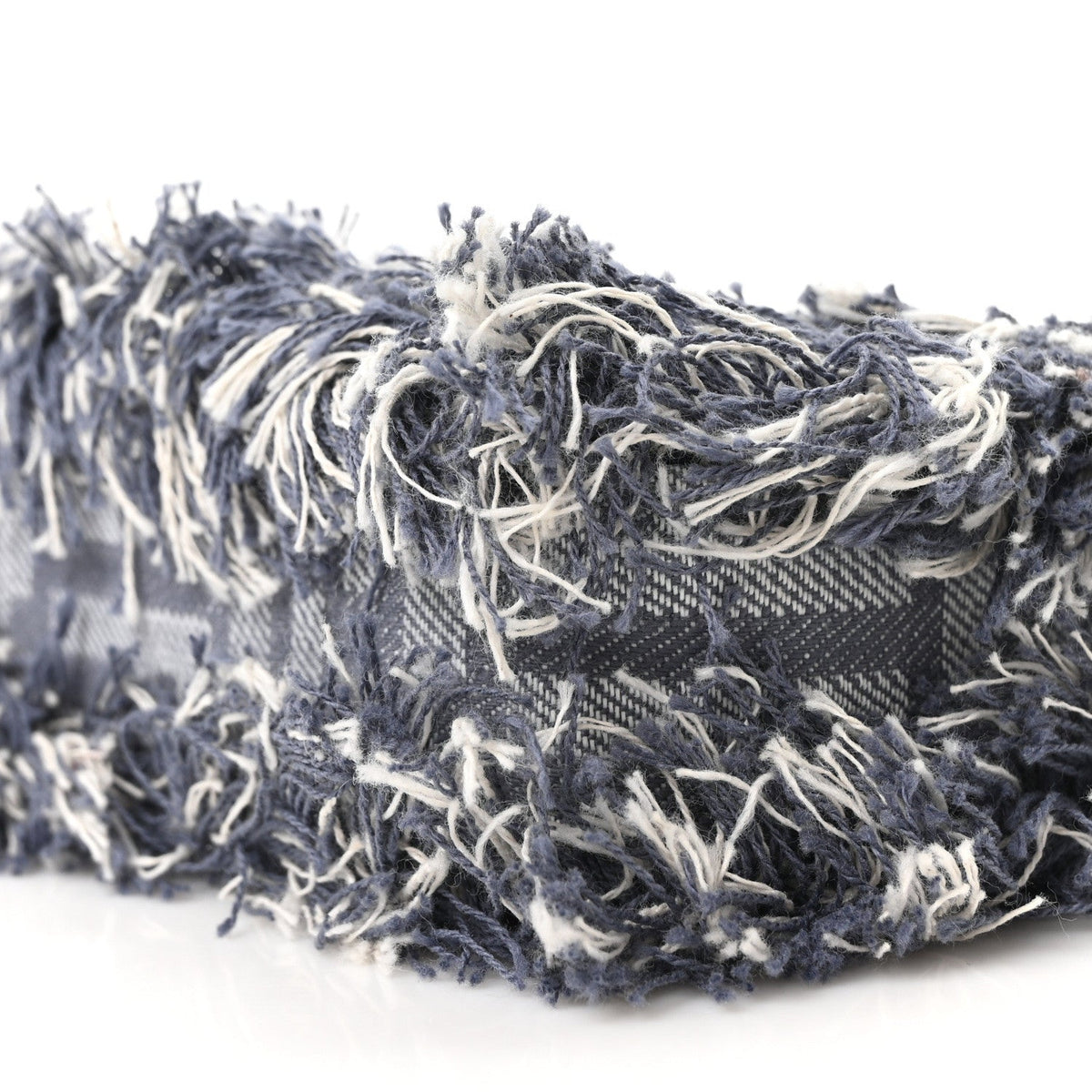 Denim Vitello Fringe FF Embroidered Baguette Pouch Myrtle Dark Nut
