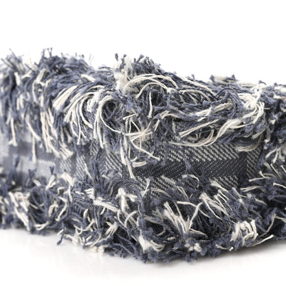 Denim Vitello Fringe FF Embroidered Baguette Pouch Myrtle Dark Nut