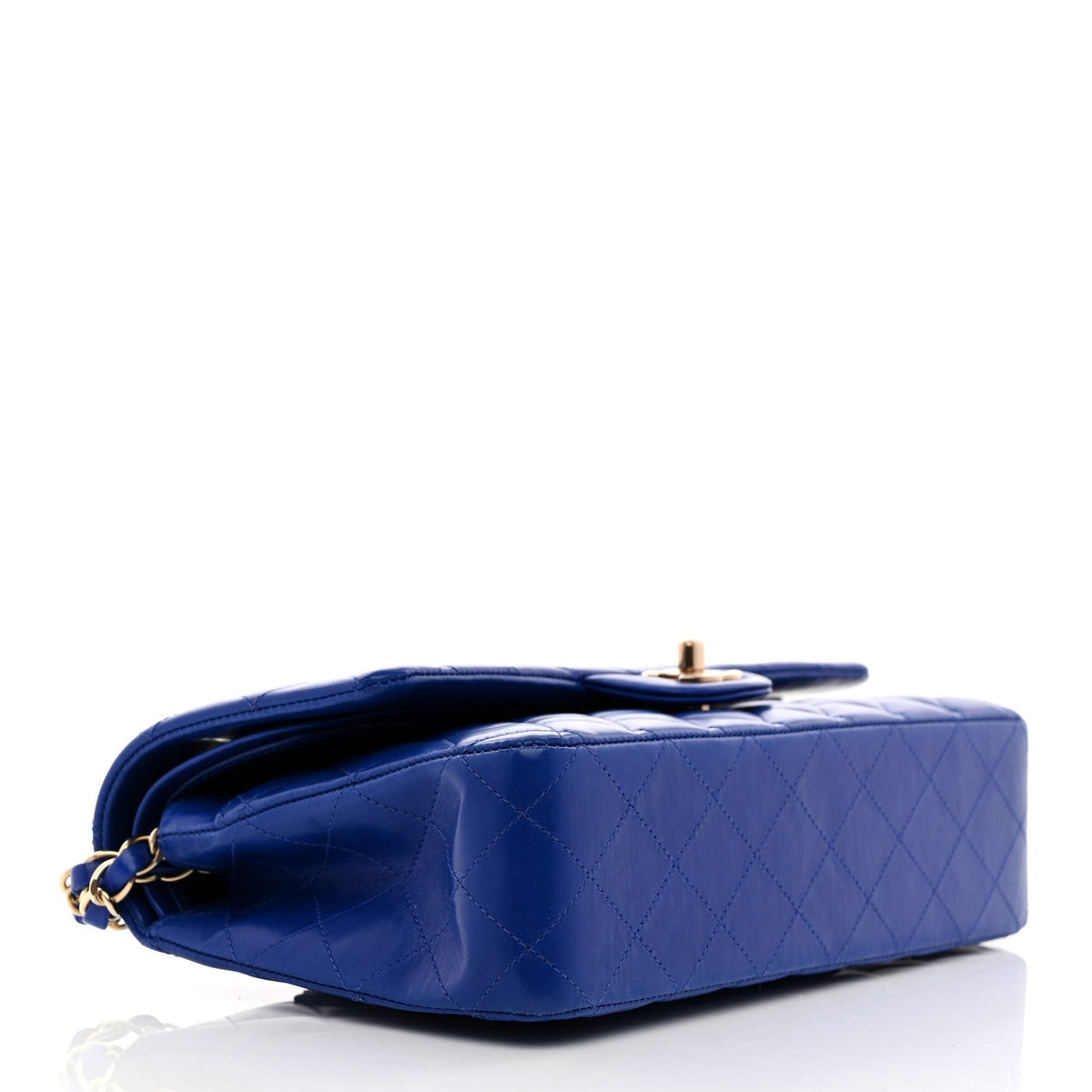 Lambskin Quilted Medium Double Flap Blue