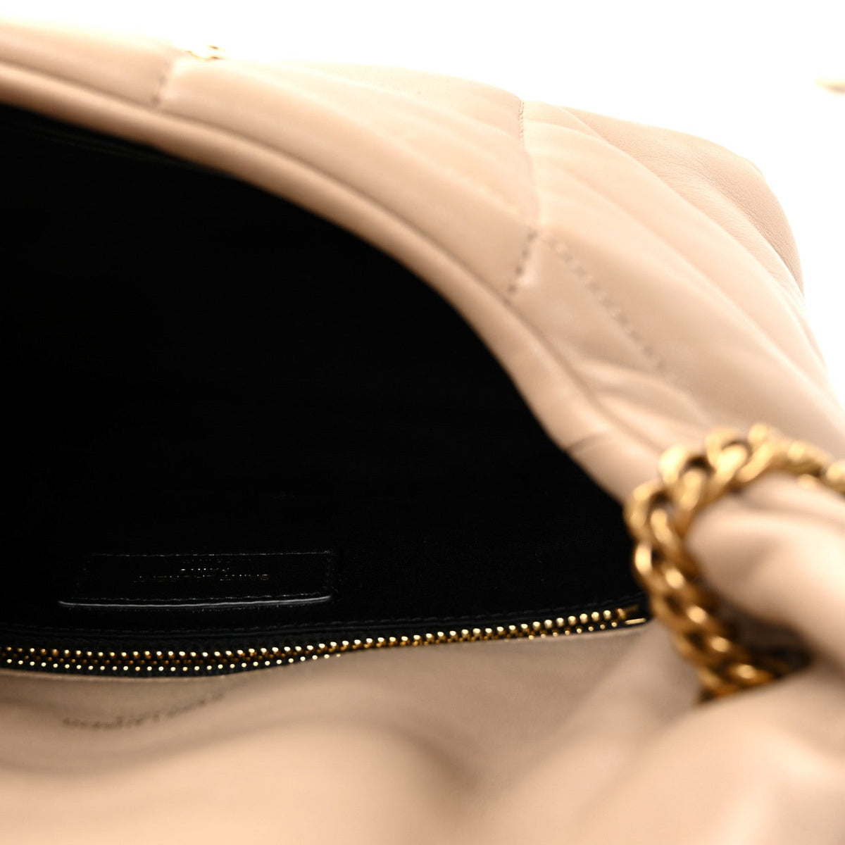 Lambskin Quilted Toy Loulou Puffer Monogram Chain Satchel Dark Beige