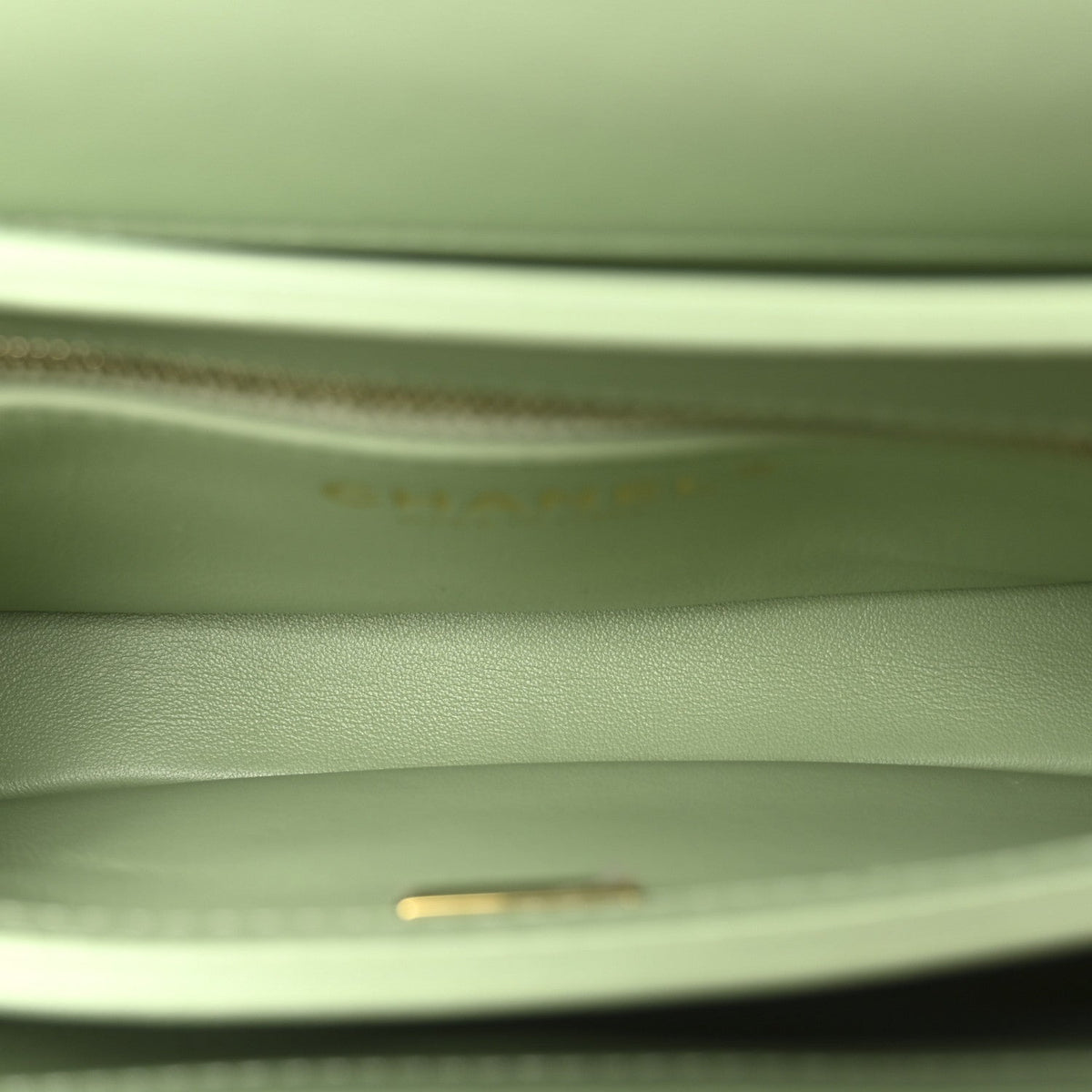 Lambskin Lacquered Quilted Mini Trendy CC Dual Handle Flap Bag Light Green