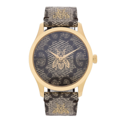 Stainless Steel Canvas 38mm G-Timeless GG Supreme Bee Quartz Watch Brown