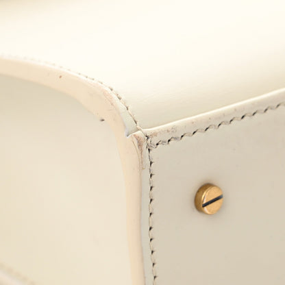Smooth Calfskin Medium Classic Monogram Cassandra Top Handle Crema Soft Rouge Legion